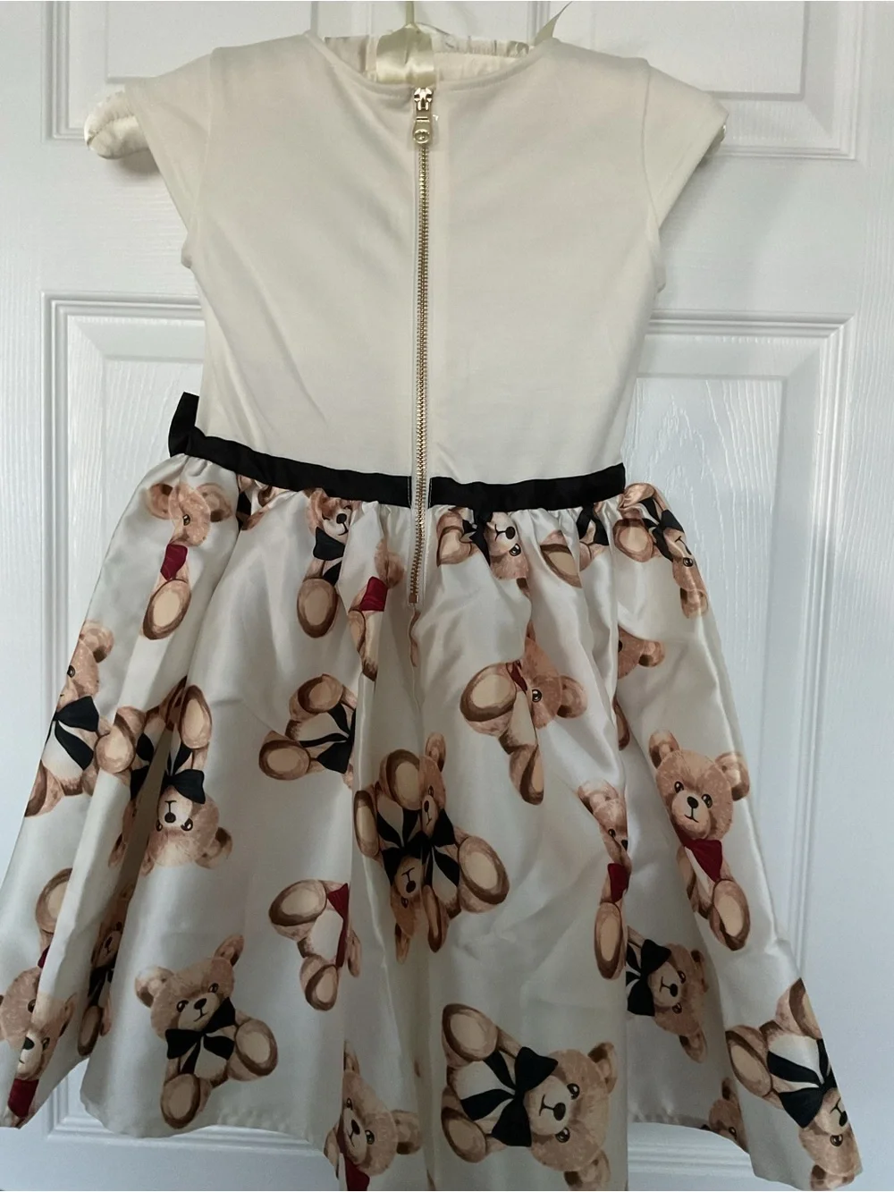 H&M Girls Cream & Black Teddy Print Party Dress New 6X-7